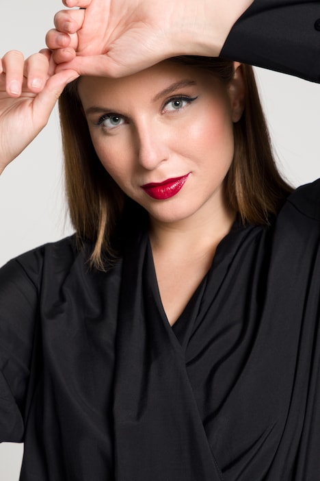 Bluse, Seidenmix, V-Ausschnitt, Langarm
