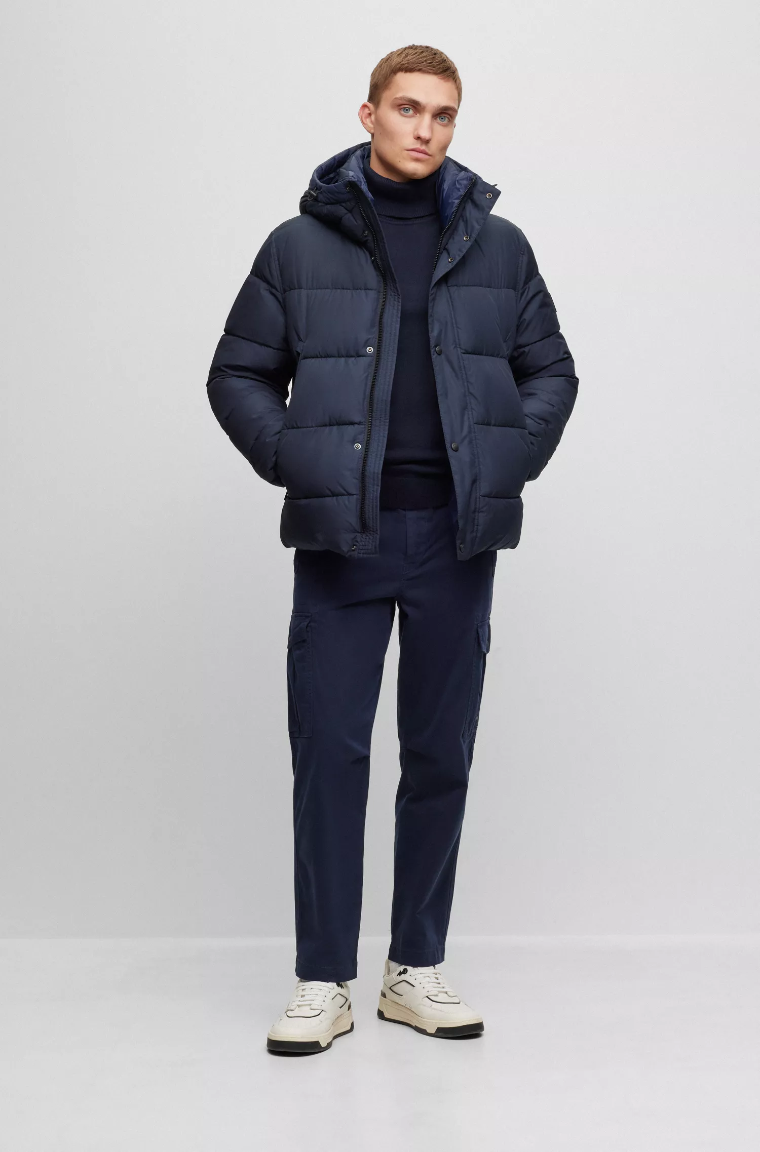 Suéter BOSS laranja de gola alta, modelagem regular, em algodão e cashmere.