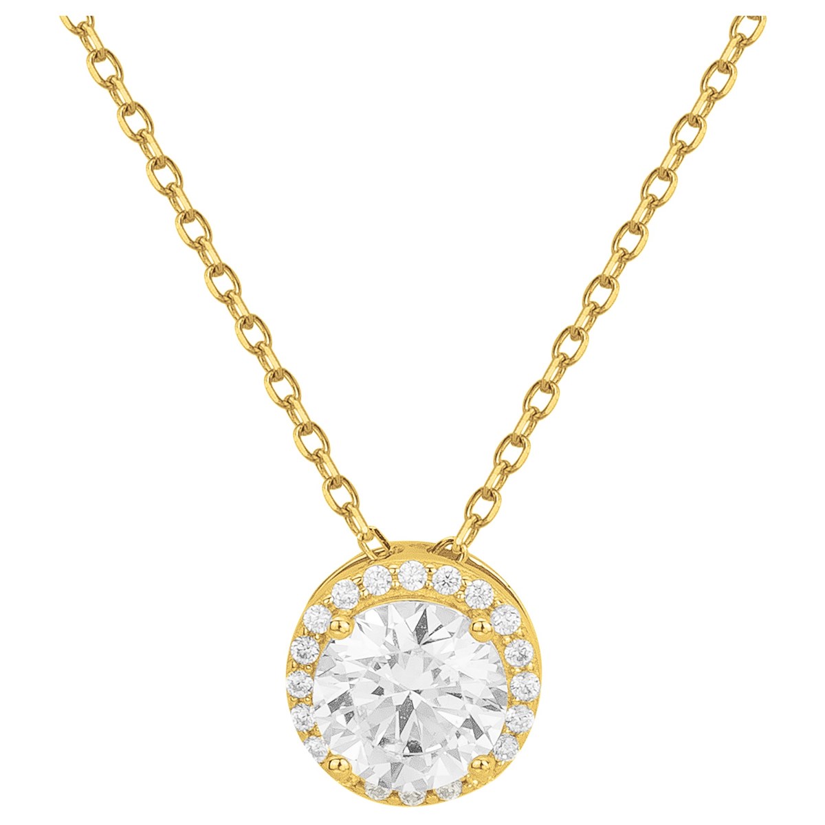 Collier mono-motif en Plaqué Or avec oxyde de zirconium blanc