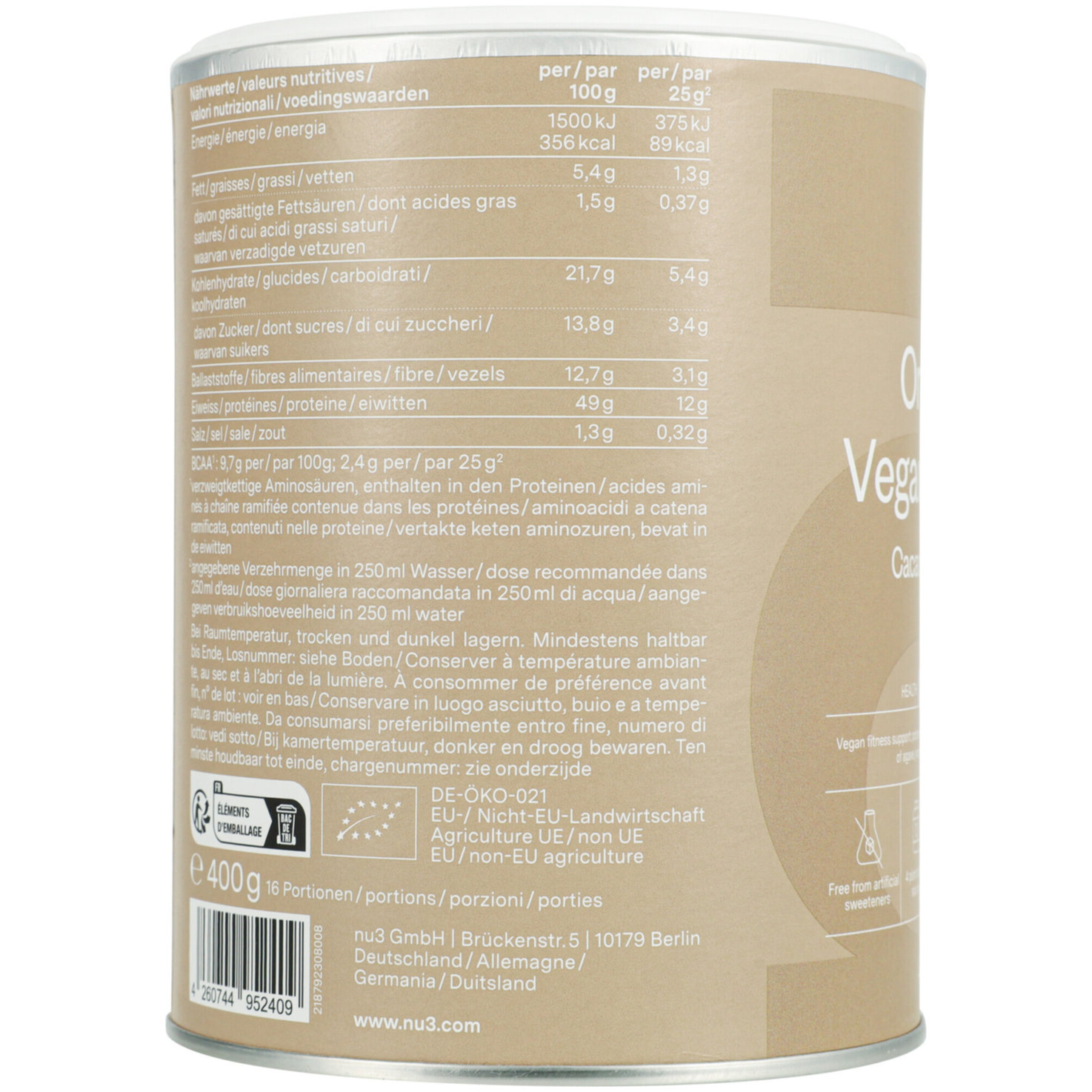 nu3 Bio Vegan Chocolate Macchiato