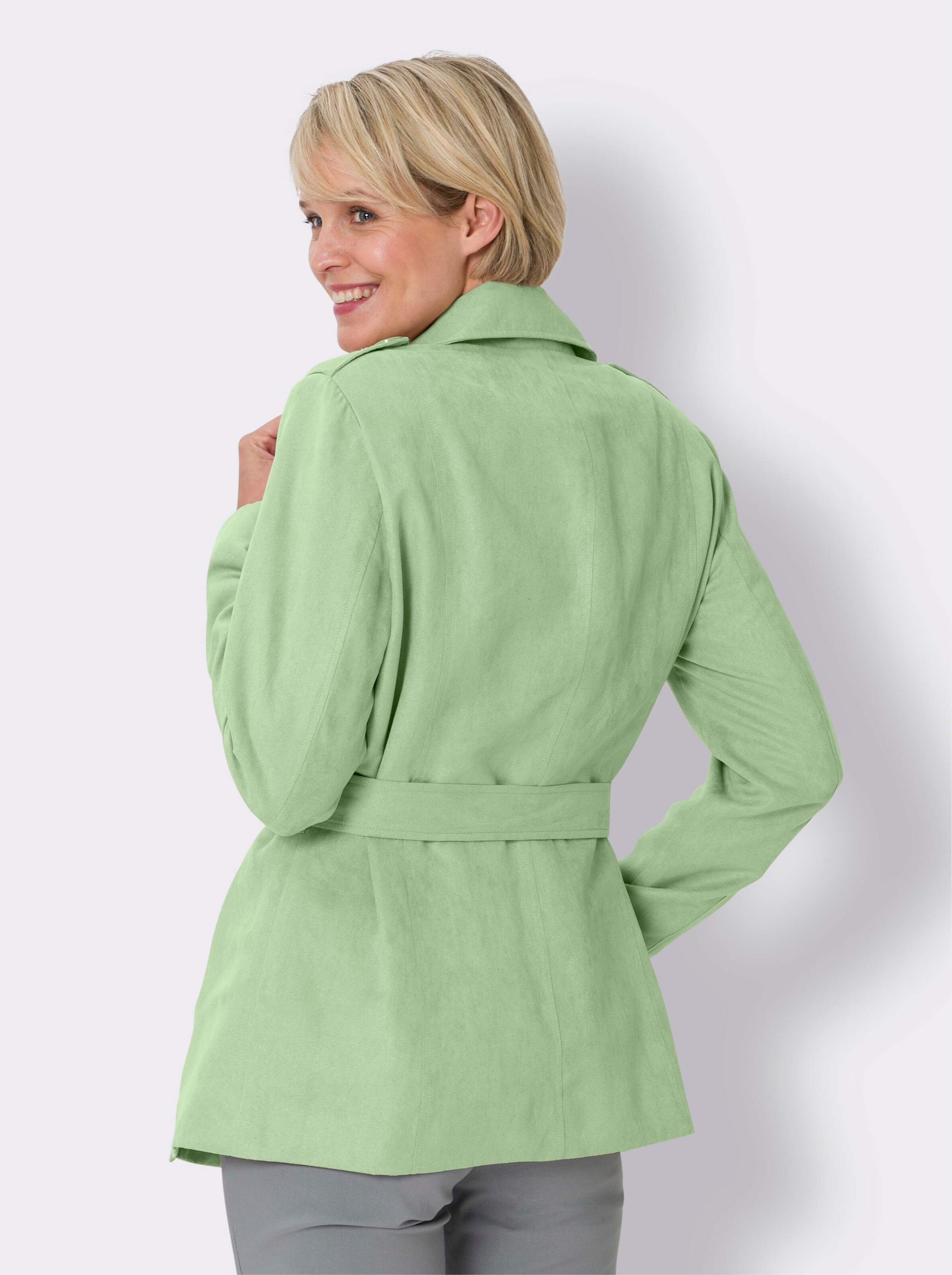Trenchcoat in Veloursleder-Optik