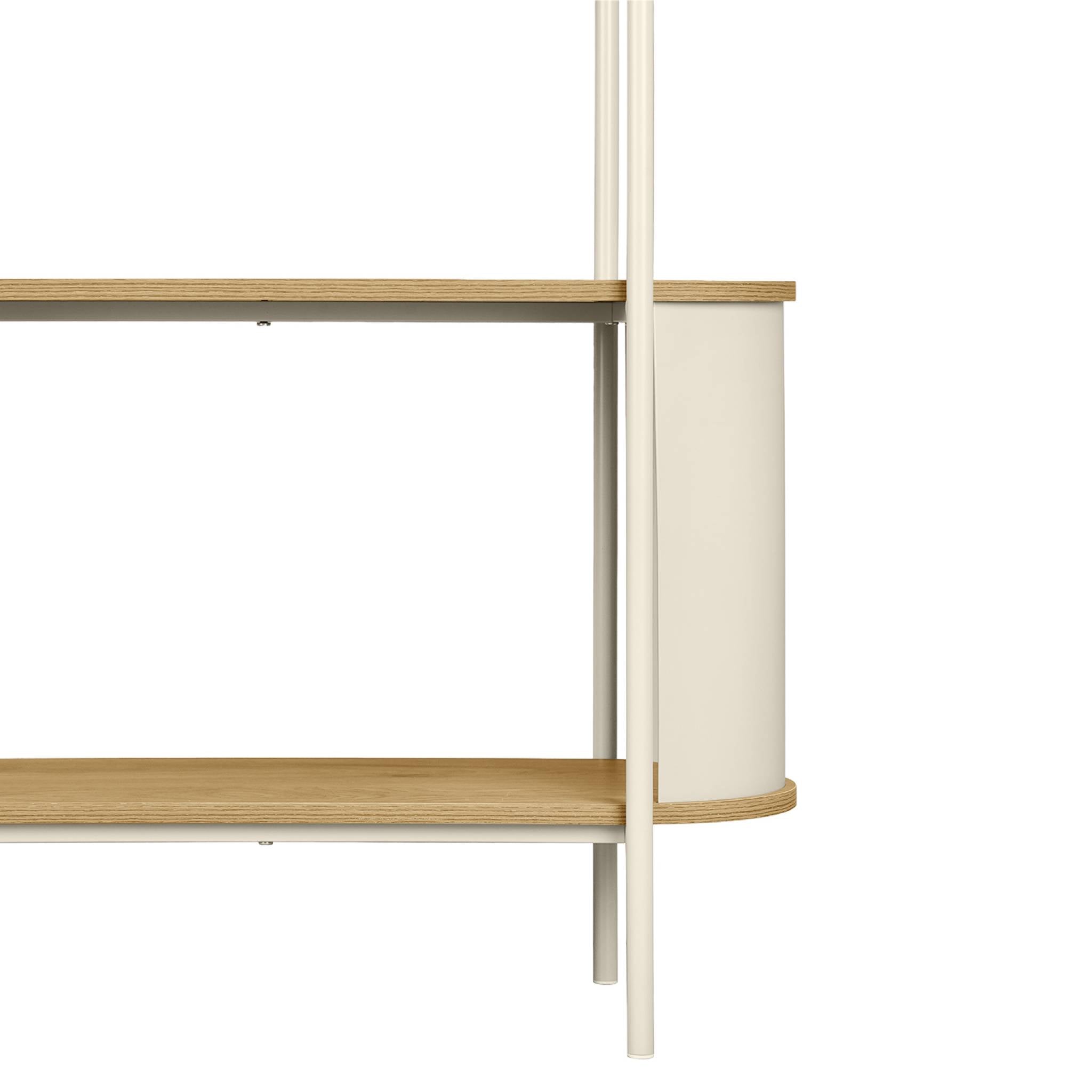 sweeek - Open kast 5 niveaus gebogen metaal en houtdecor