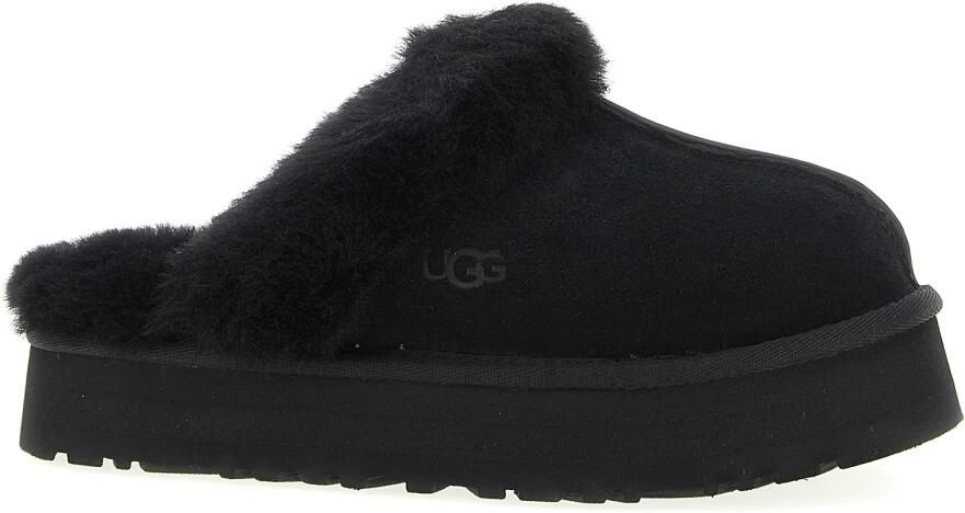 Ugg Slippers & Mules Plush Lined Black Slip-On Sandals With Thick Sole in zwart