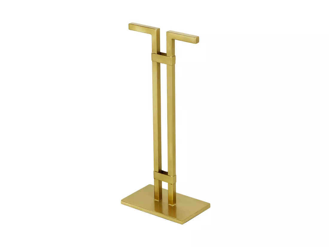 Serviteur de cheminée 4 outils en laiton doré - L. 25 x P. 15 x H. 60 cm - ASSIOUT