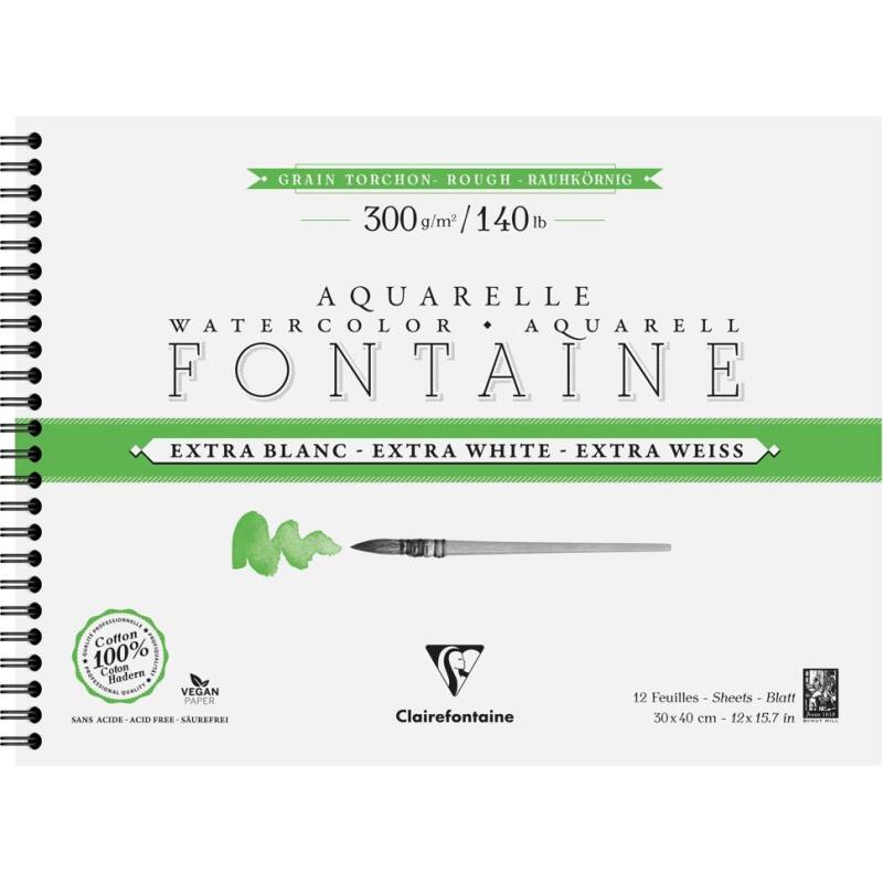 Fontaine Extra Blanc Grain Torchon album spiralé 12F 30x40cm 300g