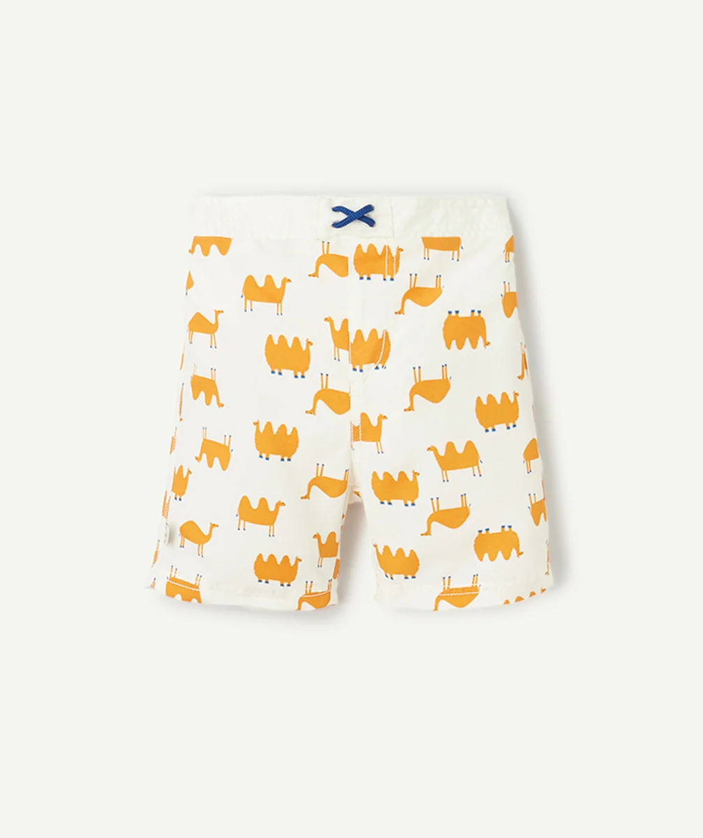 LASSIGSHORT DE BAIN ANTI-UV BÉBÉ GARÇON BLANC AVEC IMPRIMÉ ANIMAUX