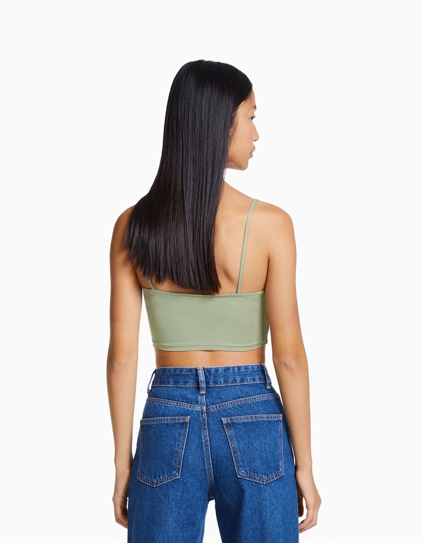 Top cropped de alças finas