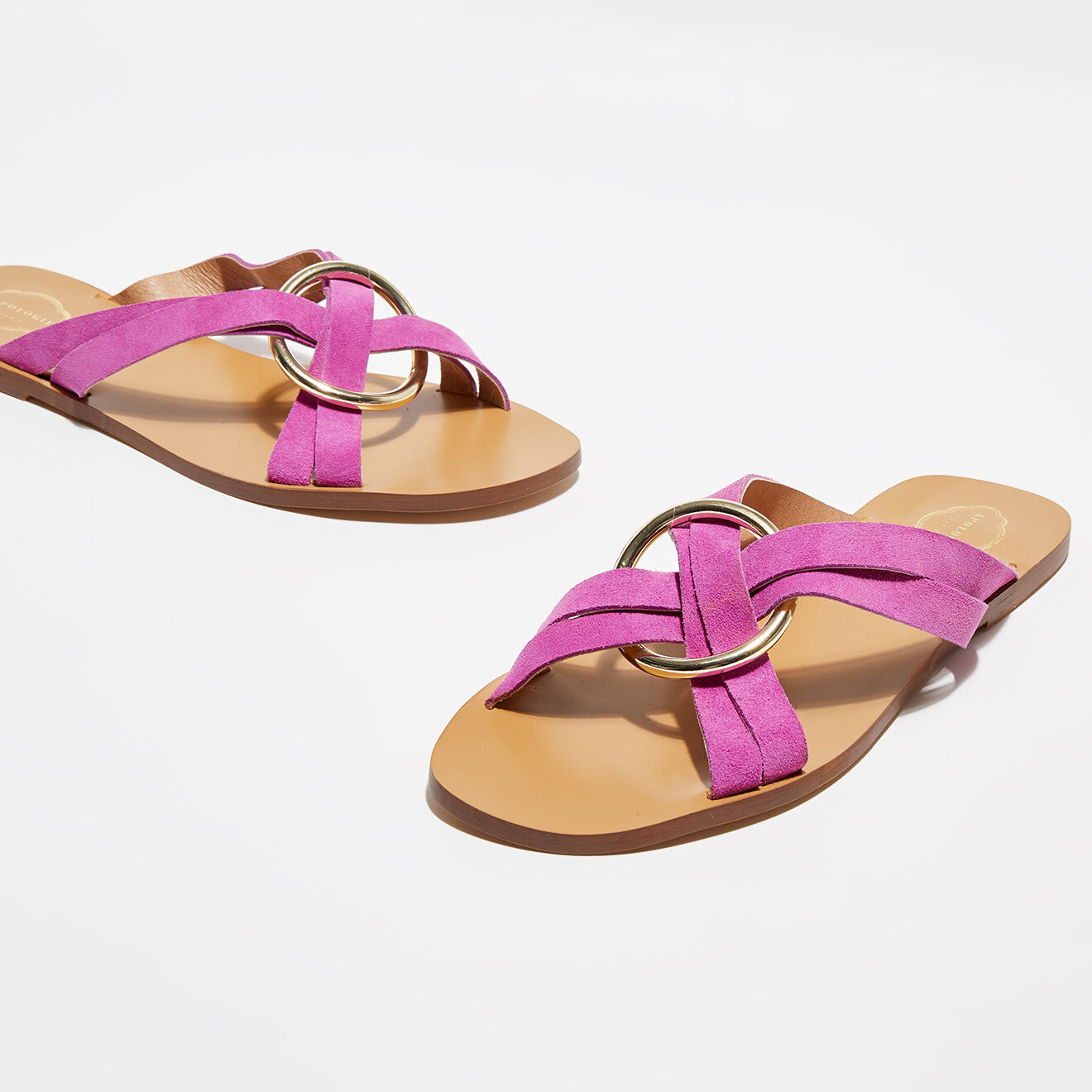 Apologie Mules en Velours de Cuir Scorpio rose fuschia