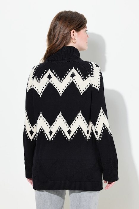 Pullover, Fair Isle, Rollkragen, Langarm, Biobaumwolle