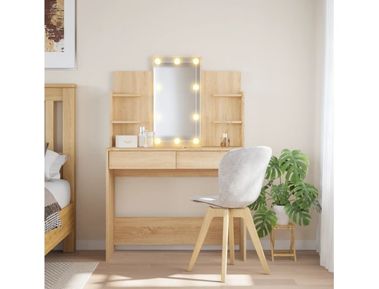 VIDAXL - Coiffeuse avec lumières led chêne sonoma 96x40x142 cm
