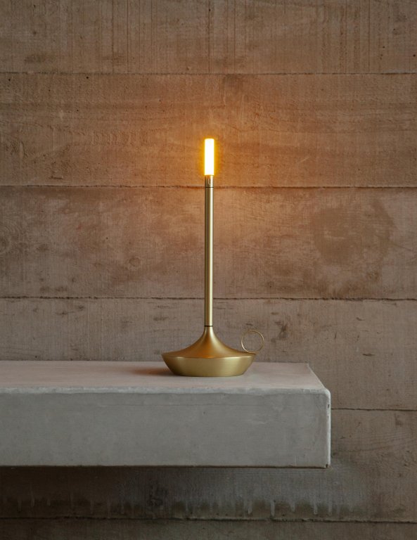 Graypants Wick tafellamp LED oplaadbaar messing