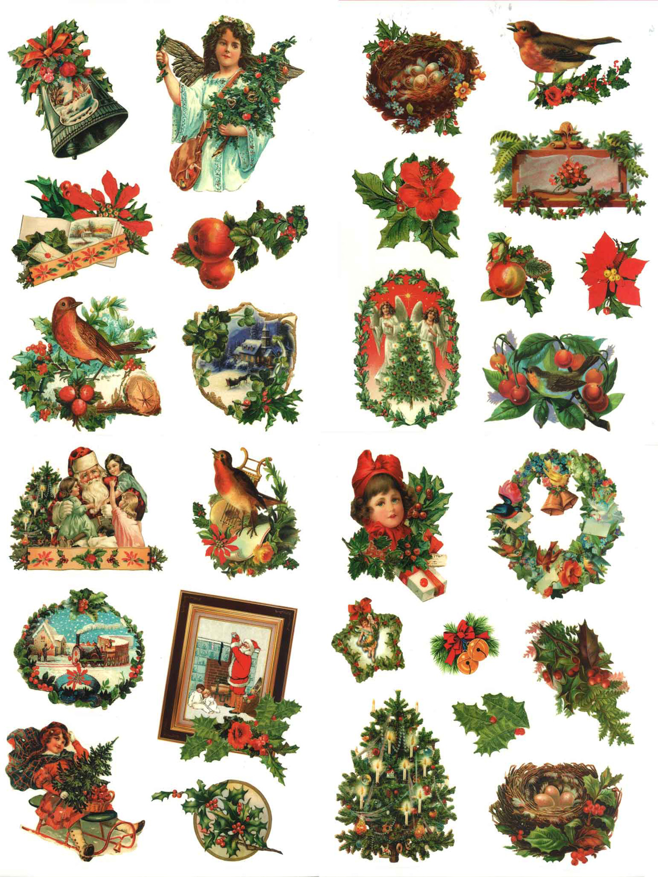 4 planches chromos électrostatiques noël