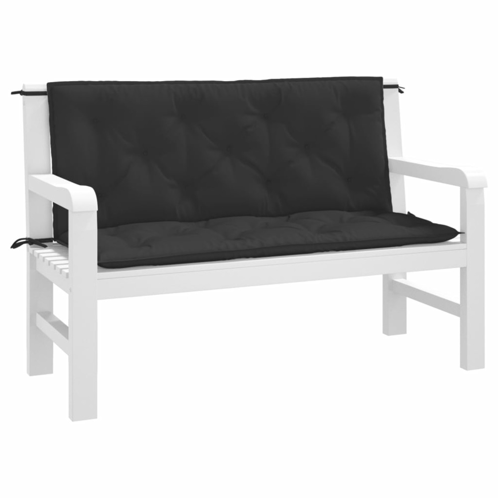 Coussins de banc de jardin 2 pcs noir 120x50x7 cm tissu oxford
