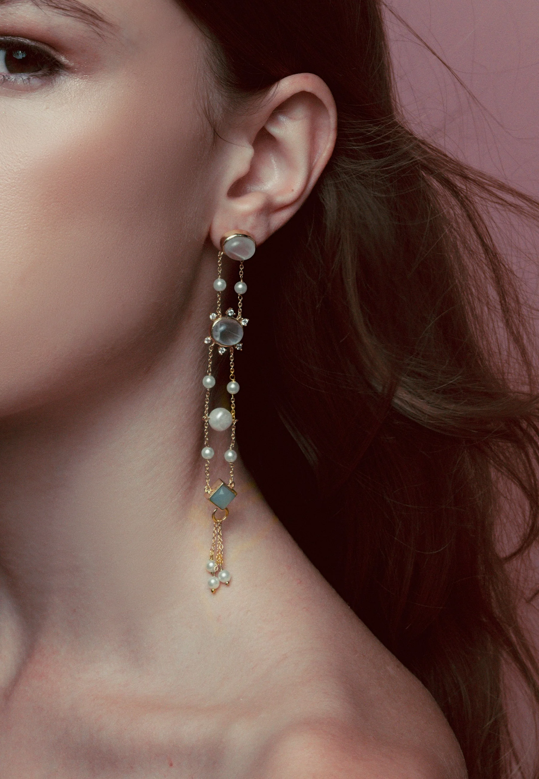 Boucles d'oreilles galatea blanc | Bleu