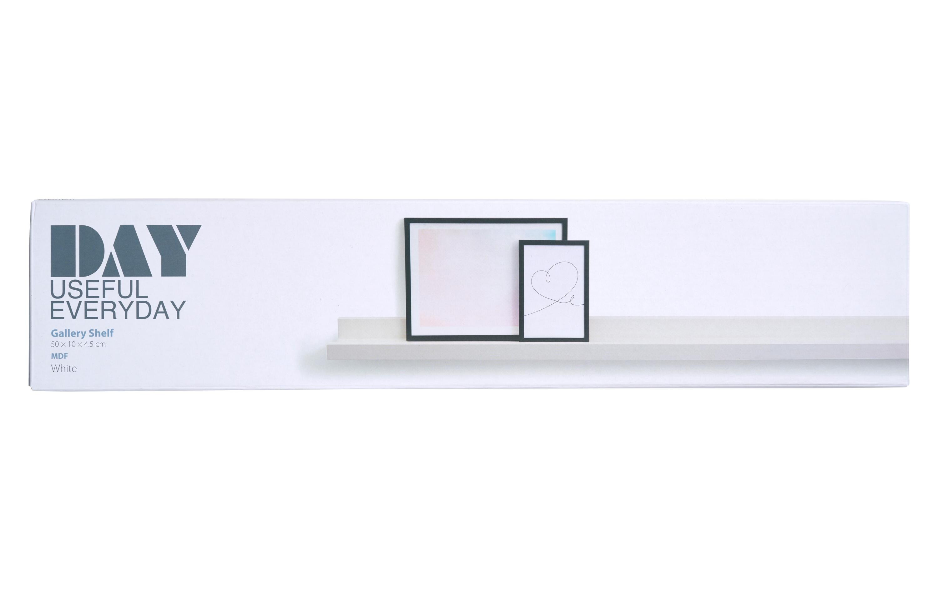 Wandregal Galerie 50 x 10 x 4.5 cm, WeissBilderleiste