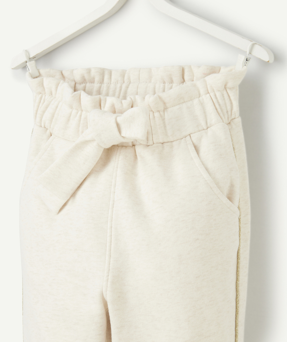 JOGGING FILLE EN FIBRES RECYCLÉES ÉCRU CHINÉ AVEC NOEUD