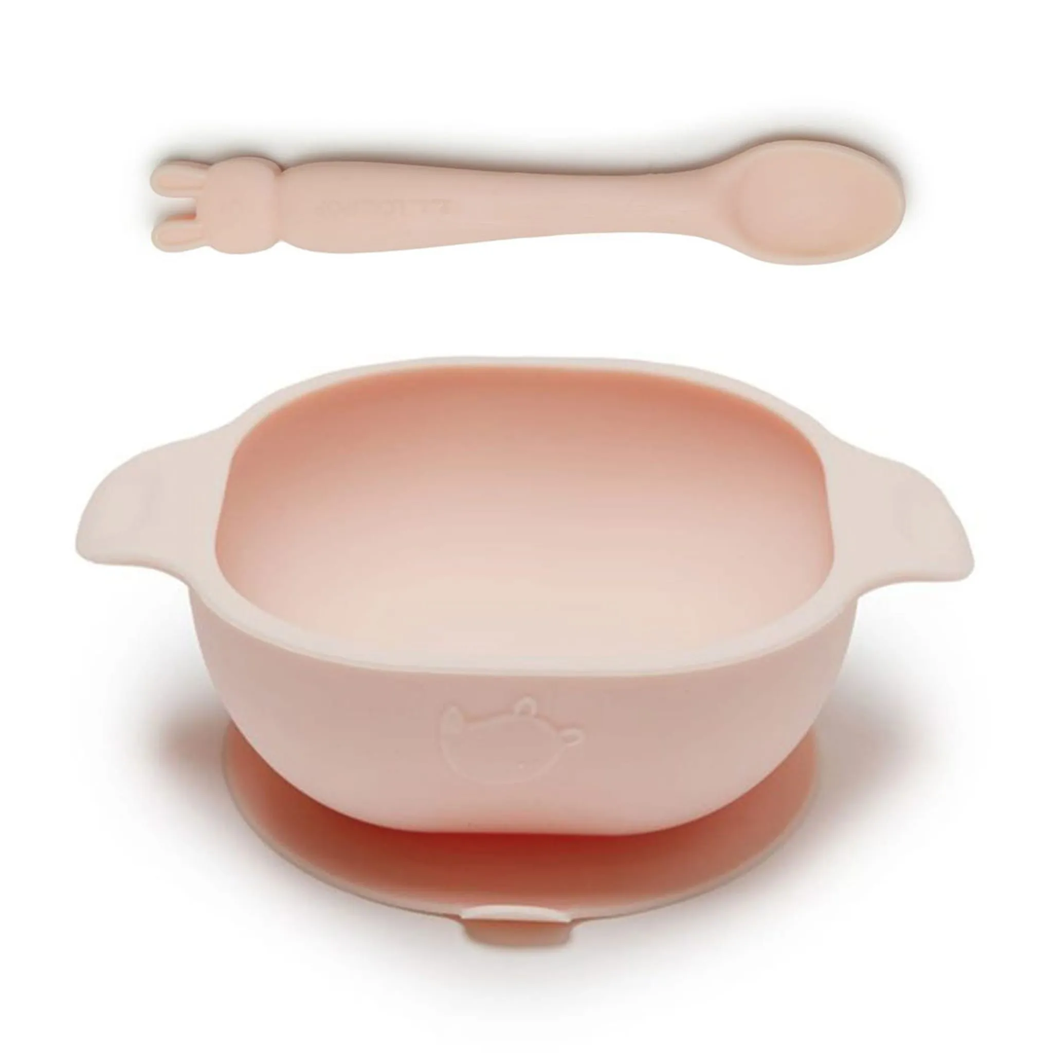 Loulou Lollipop Bol + Cuillère en silicone - Rose