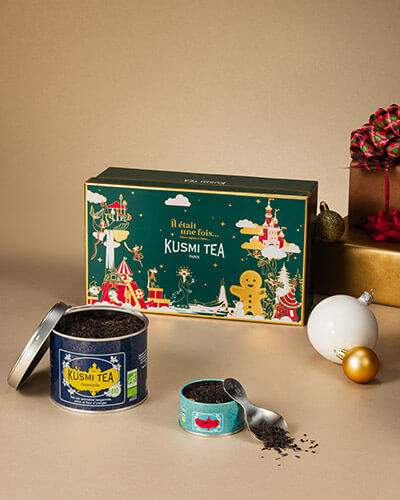 Coffret de Noël thés noirs-Thés noirs bio en vrac avec cuillère