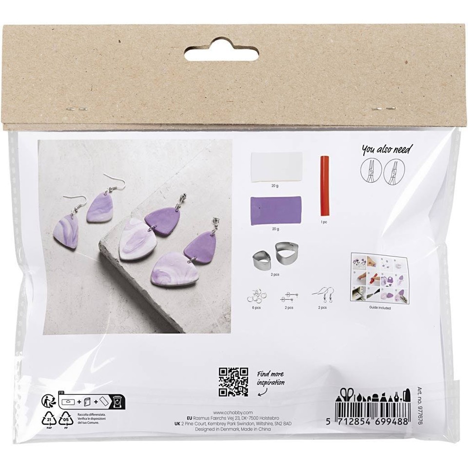 Mini DIY Kit - Smykker - Marmorerede øreringe - lys lilla
