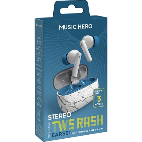 Music Hero Trådløse in-ear høretelefoner - hvid og blå