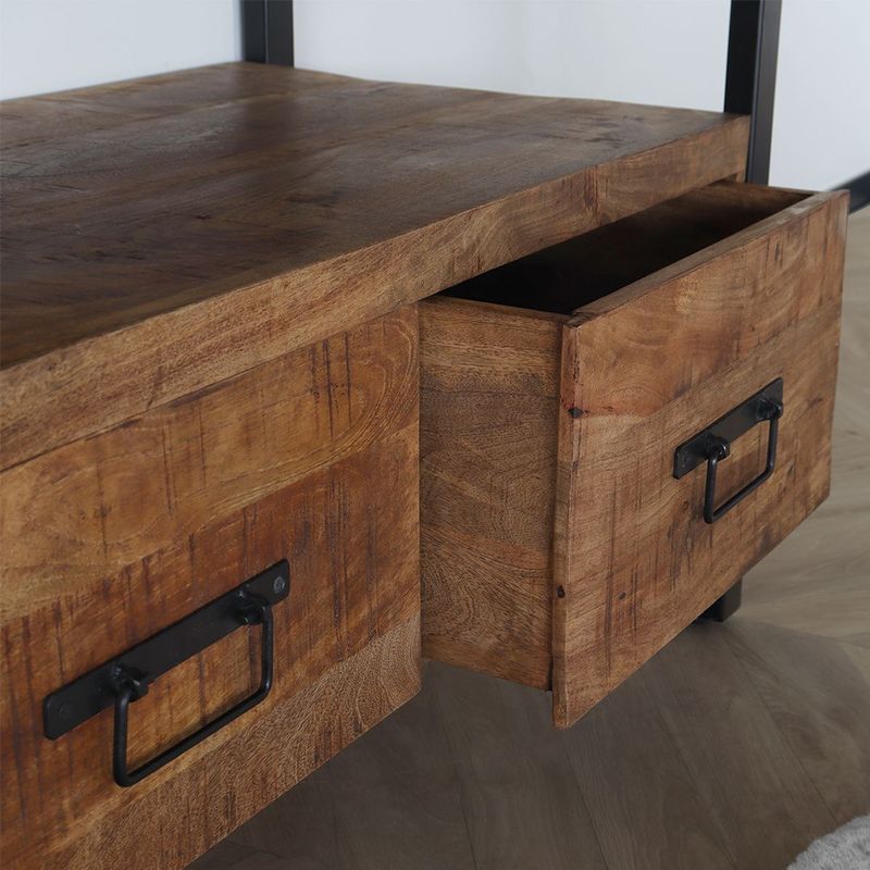 Lizzely Garden & Living - Ilse - TV Meubel - Hout met Zwart - 100 cm - Duurzaam Mango Massief Hout
