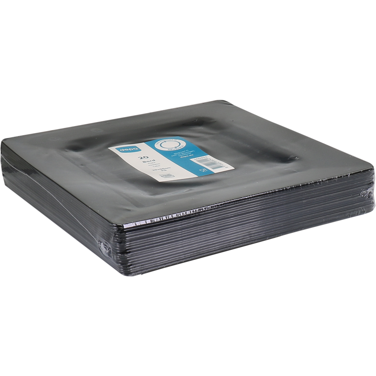 Depa Bord, reusable, vierkant, 1-vaks, pS, 20.3x20.3cm, zwart