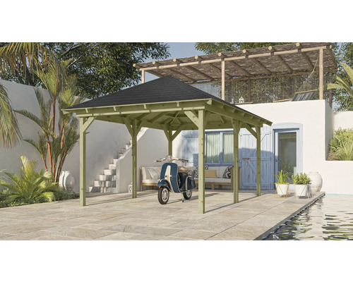 Karibu Taura paviljoen met paalankers, 289 x 429 cm, drukbehandeld