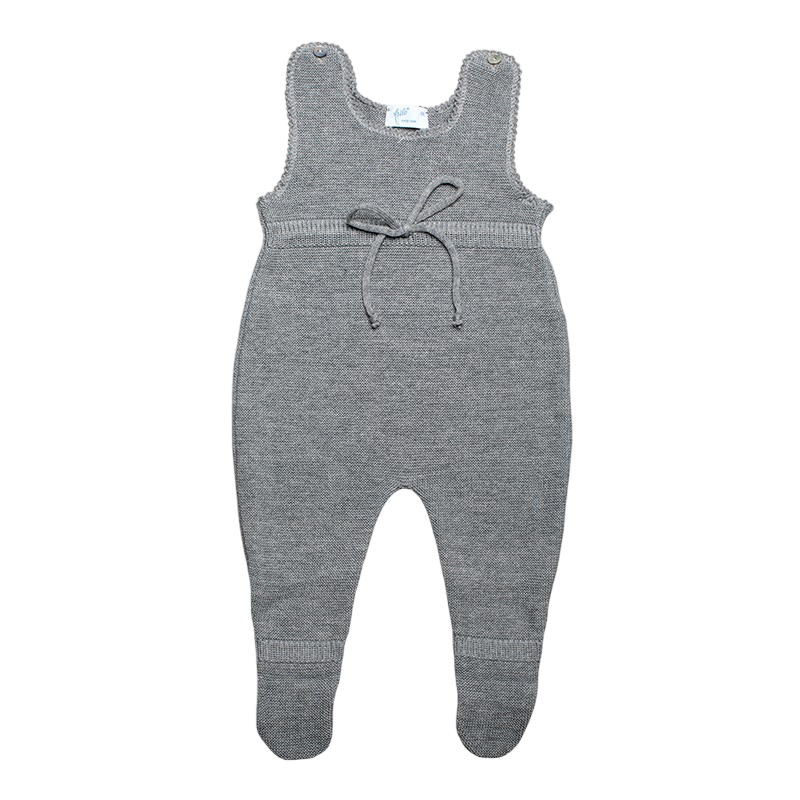 Strampler Merinowolle mit Fuss grau-mélange