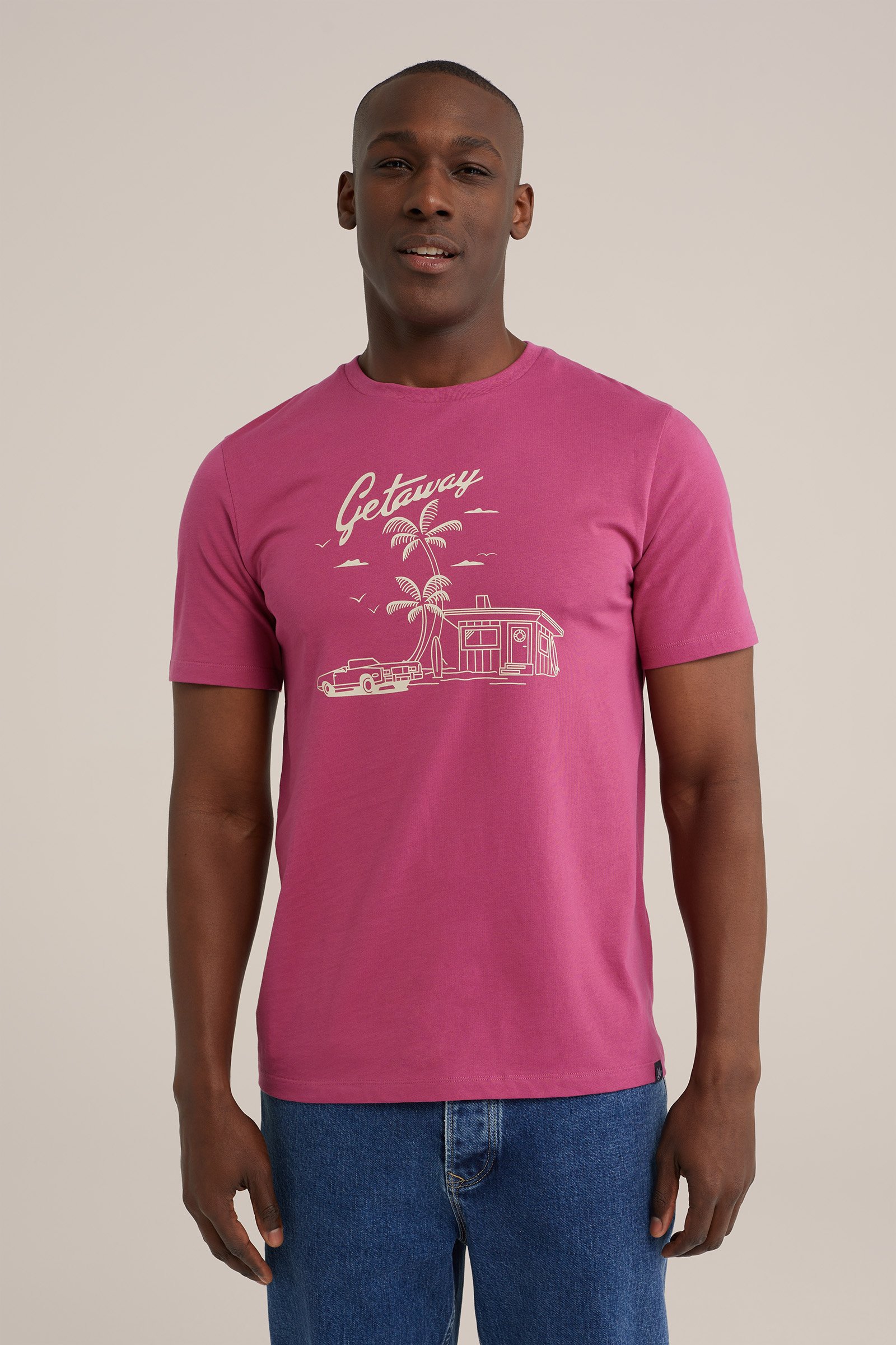 T-shirt met opdruk WE Fashion Roze
