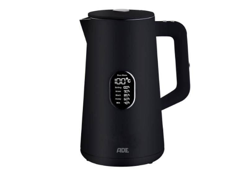 ADE Wasserkocher KG2100-2 1.5 l, Schwarz Wasserkocher mit Temperatureinstellung