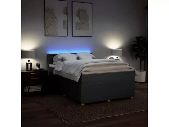 Sommier à lattes de lit avec matelas Gris foncé 140x190cm Tissu