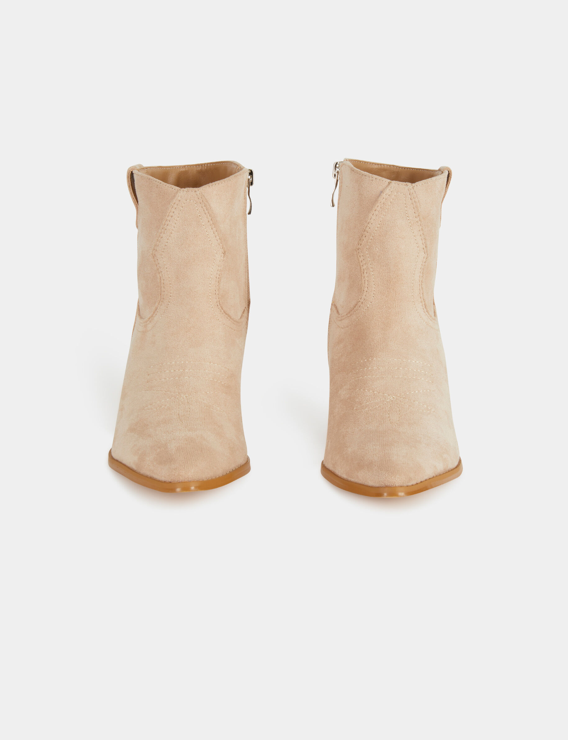 Bottines western à talons beige femme - beige