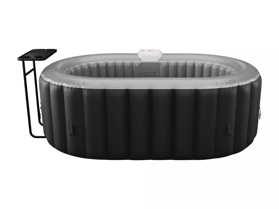 SPA gonflable ovale 2 places - L190 x P120 x H65 cm - 90 buses d'air - Noir - B-LUCKY II