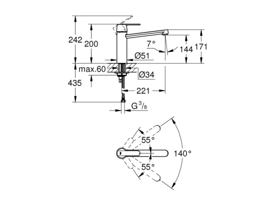 Robinet de cuisine GROHE Get chromé