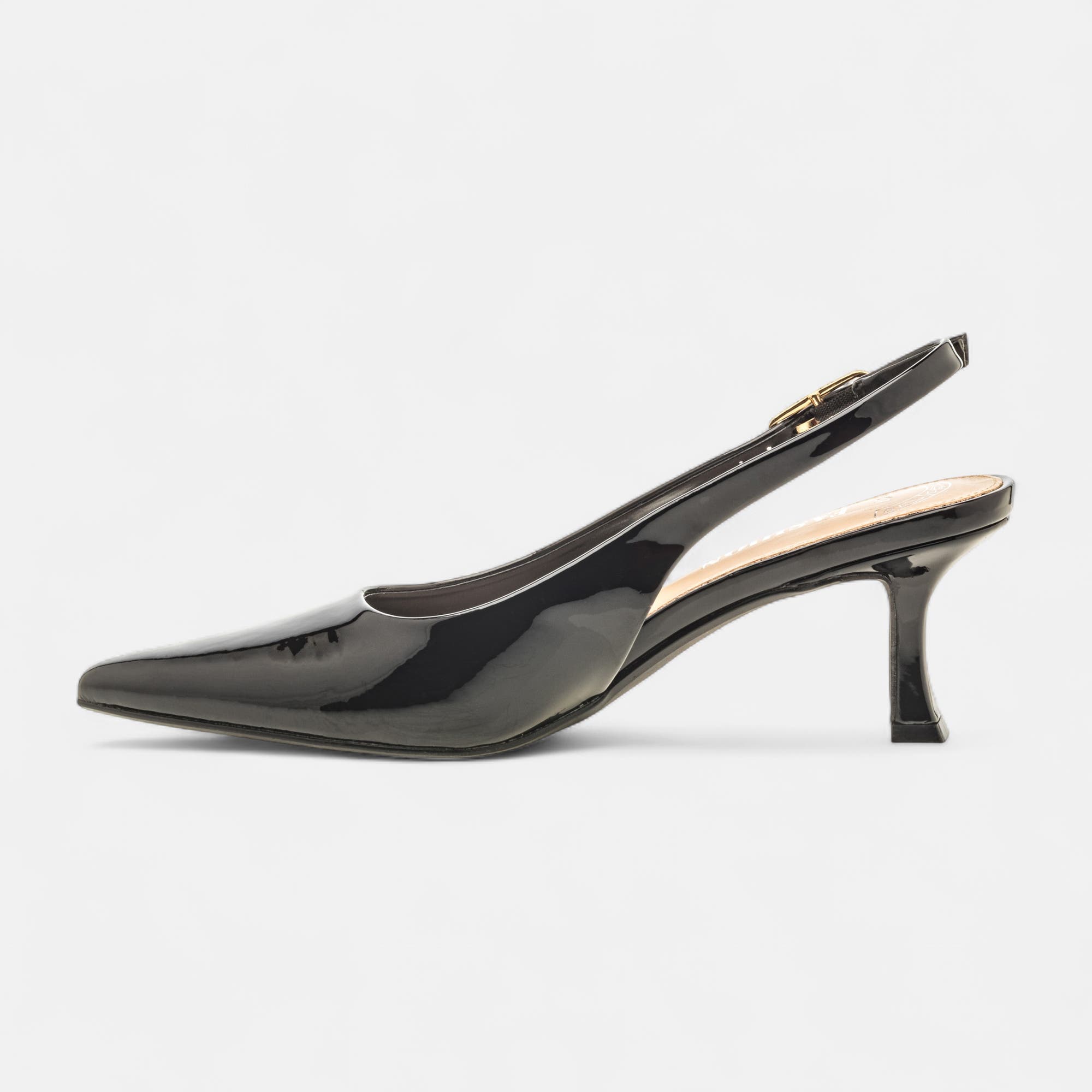 Escarpins avec bride arrière à talon Femme noir vernis