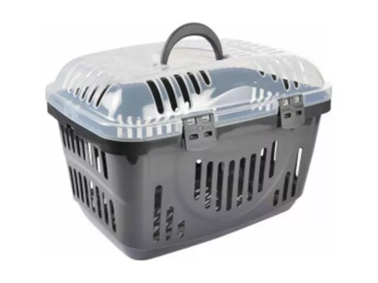 Panier de transport en plastique pour animaux - Gris - L 49 x l 33 x H 33 cm