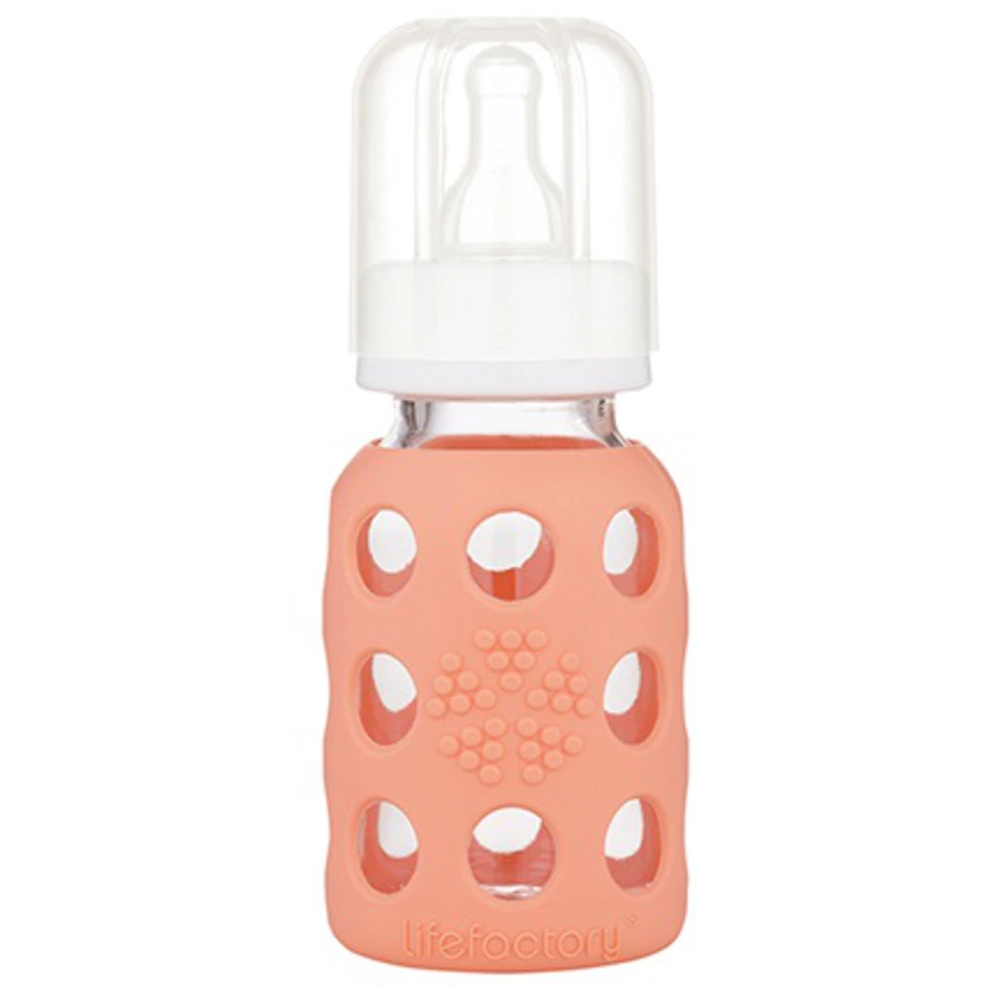 lifefactory Babyflasche aus Glas in cantaloupe 120ml