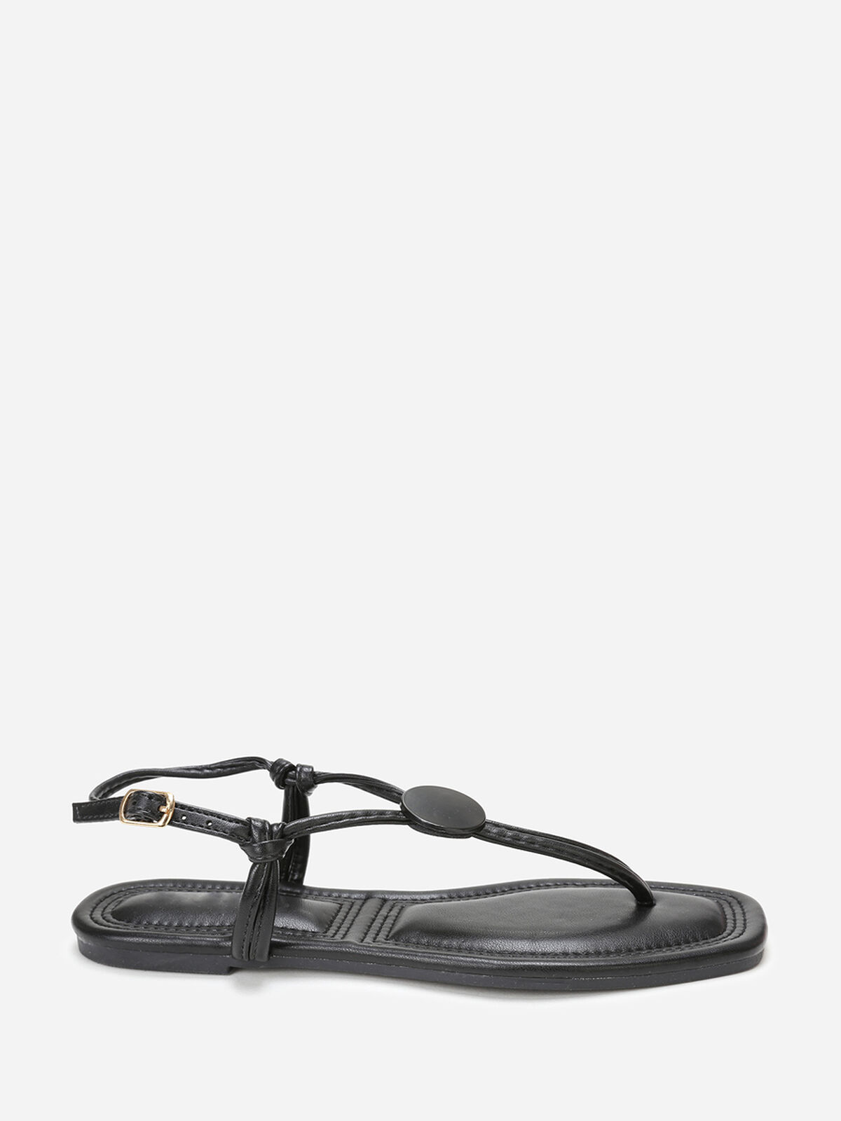 Nu-pieds à empiècement rond- Noir