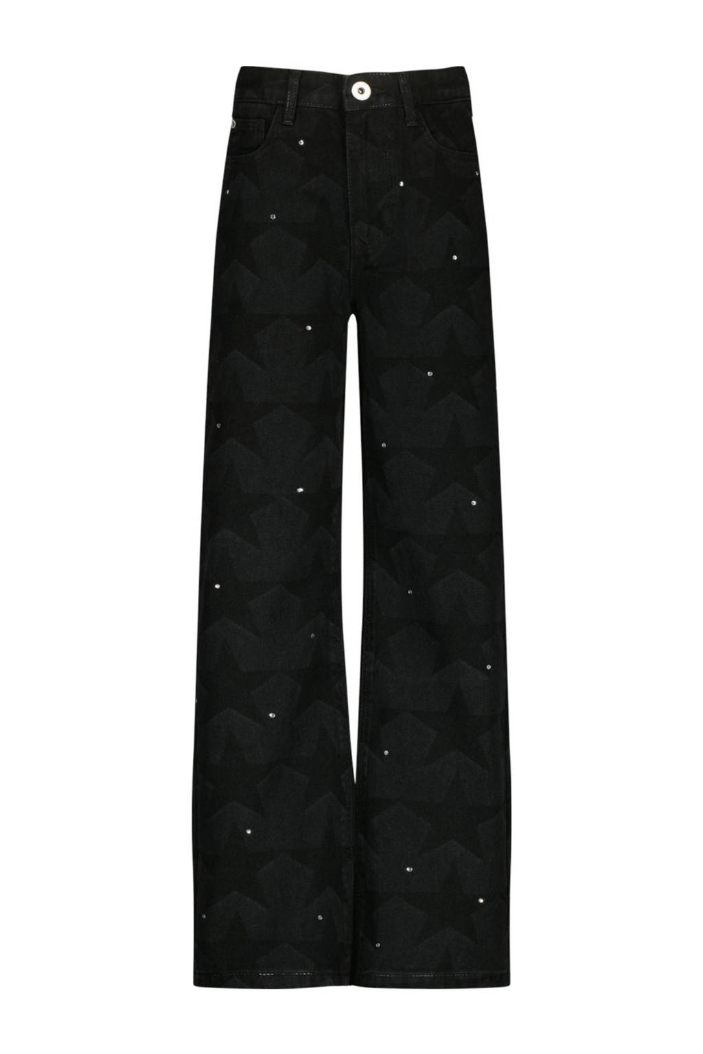 Vingino high waist wide leg jeans Cato Star met all over print washed black