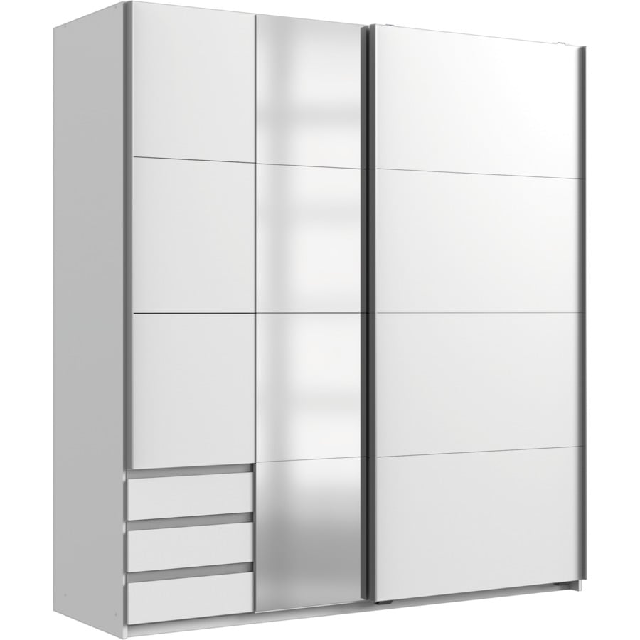 Schwebetürenschrank Saturn Dekor 175 x 191 x 59 cm weiss / grau