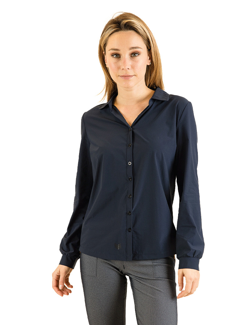 HBT BASICS ESSENTIELS | ZÉLIE SILKY TOUCH CHEMISE FEMME MARINE