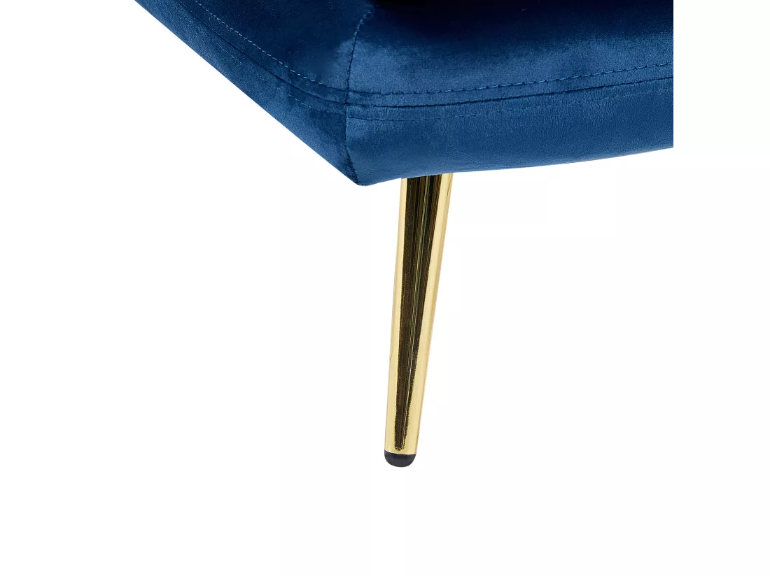 Chaise longue côté droite en velours bleu et pieds dorés GONESSE