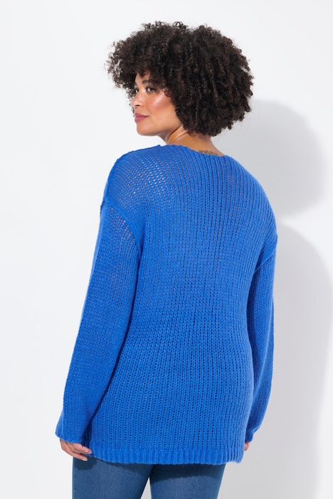 Pullover, oversized, Ballonärmel, V-Ausschnitt.