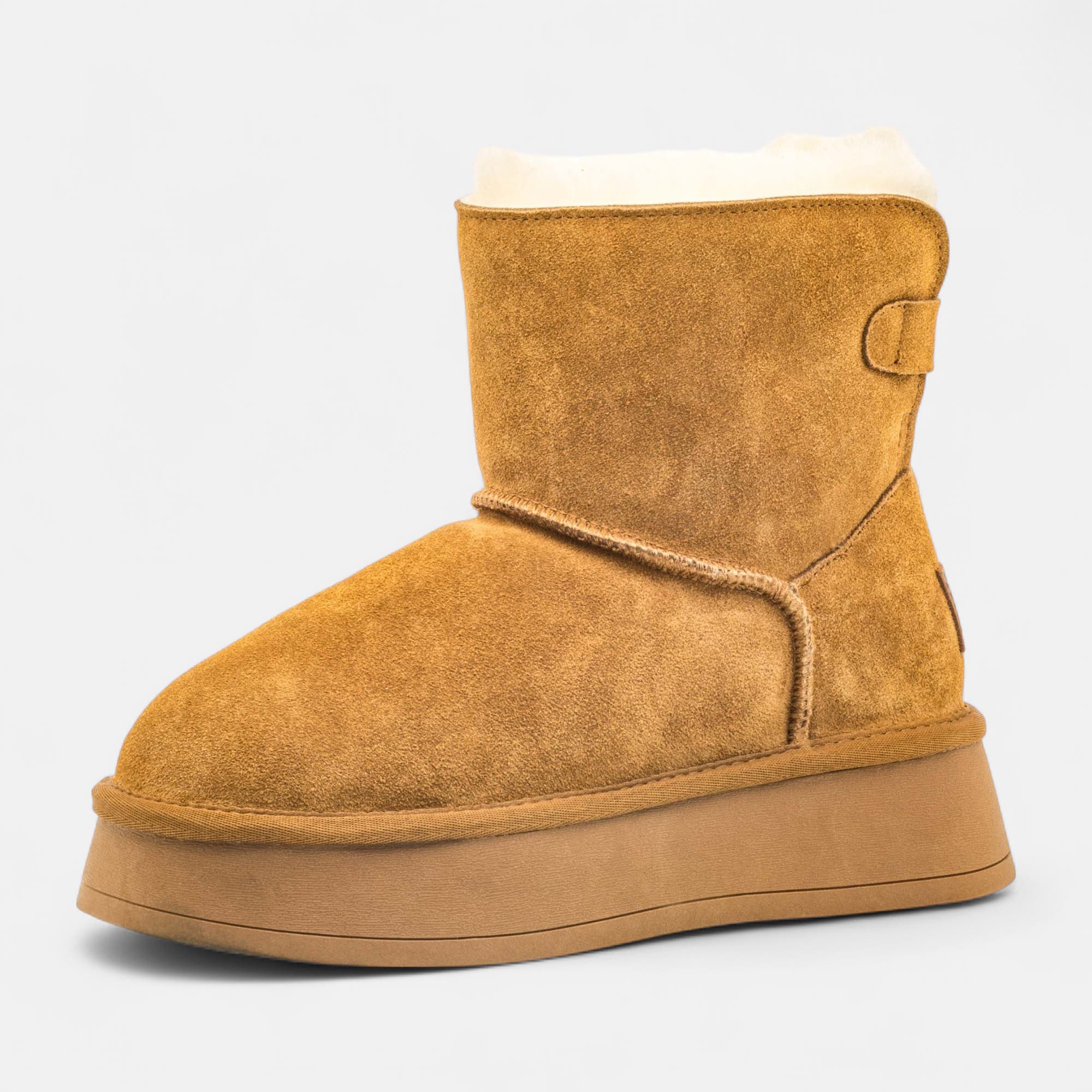 Boots Femme en cuir camel