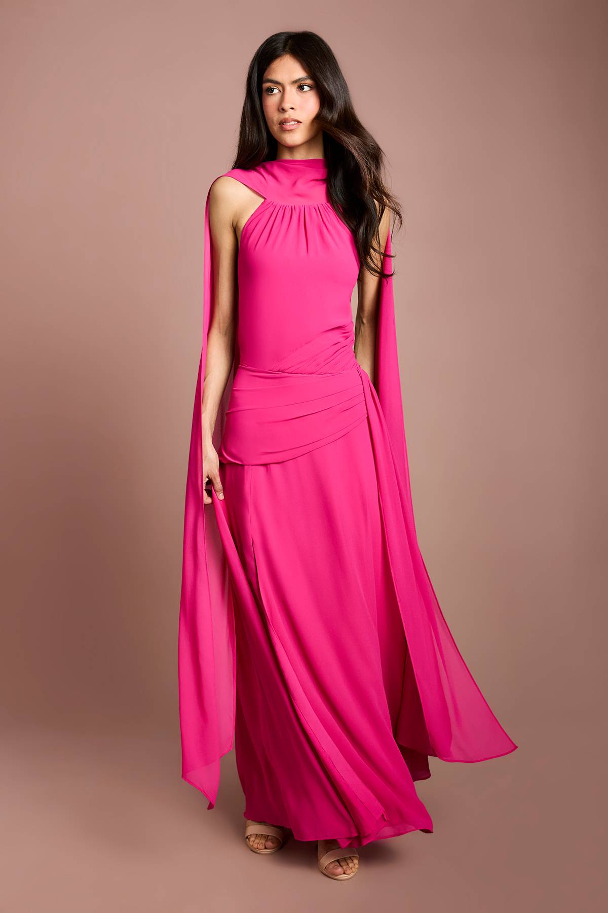 Coast Robe Midi En Georgette À Col Montant Avec Cape