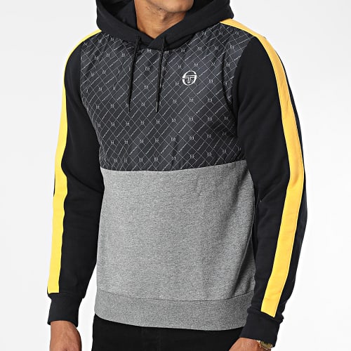 Sweat Capuche A Bandes Replica 39805 Noir Gris Jaune