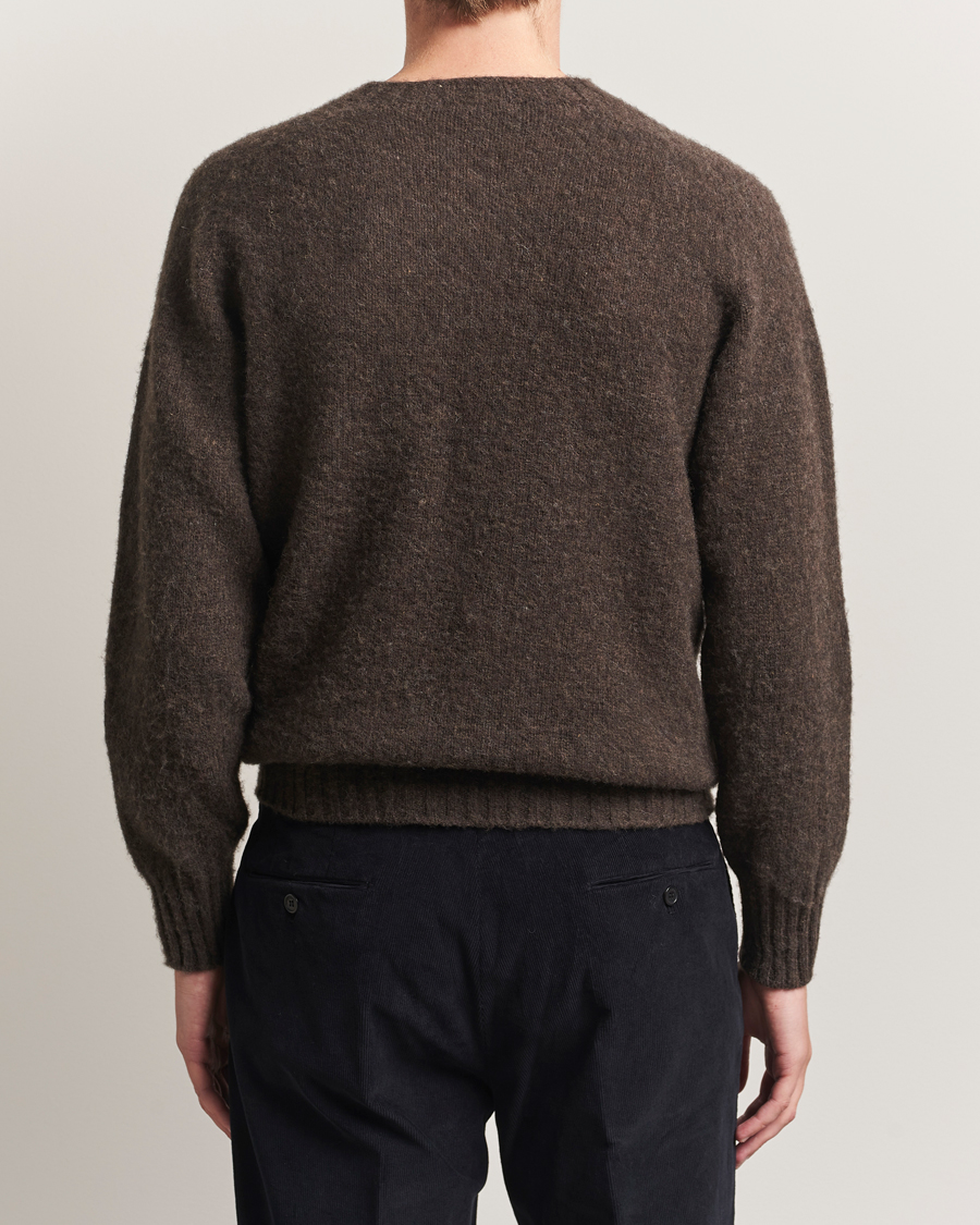 Sunspel Brushed Shetland Crew Neck Bark