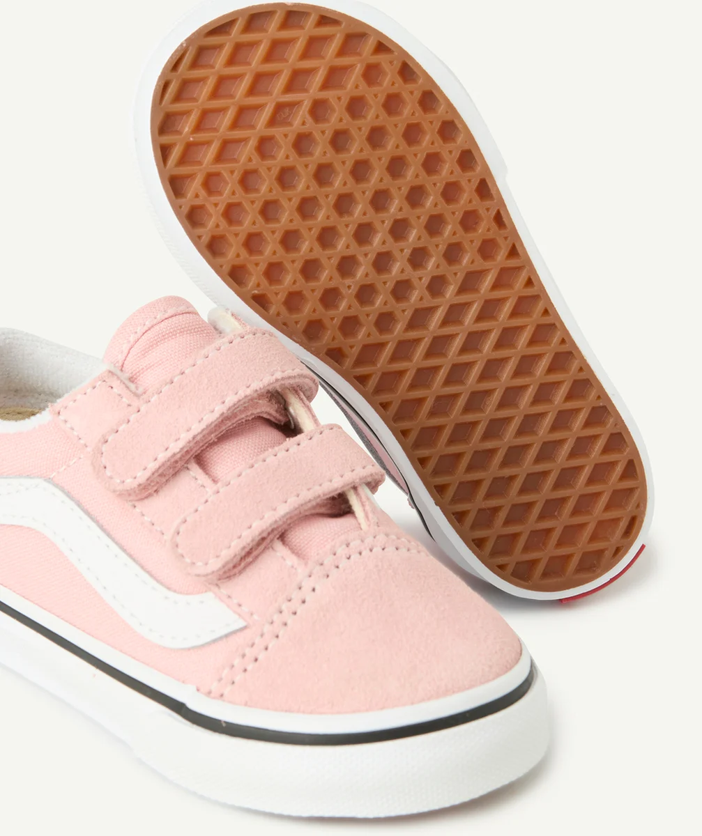 VANSbaskets basses à scratchs bébé rose et blanc old skool v