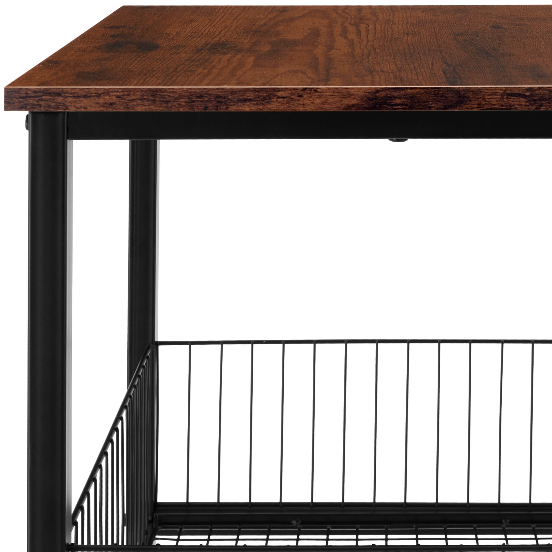 tectake® Beistelltisch, Industrial Style, mit Gitterkorb, 40 x 40 x 55,5 cm