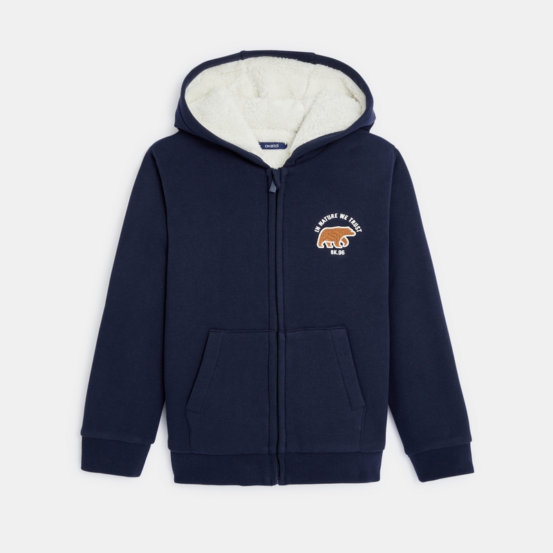Sweat-shirt doublé en polaire sherpa bleu garçon